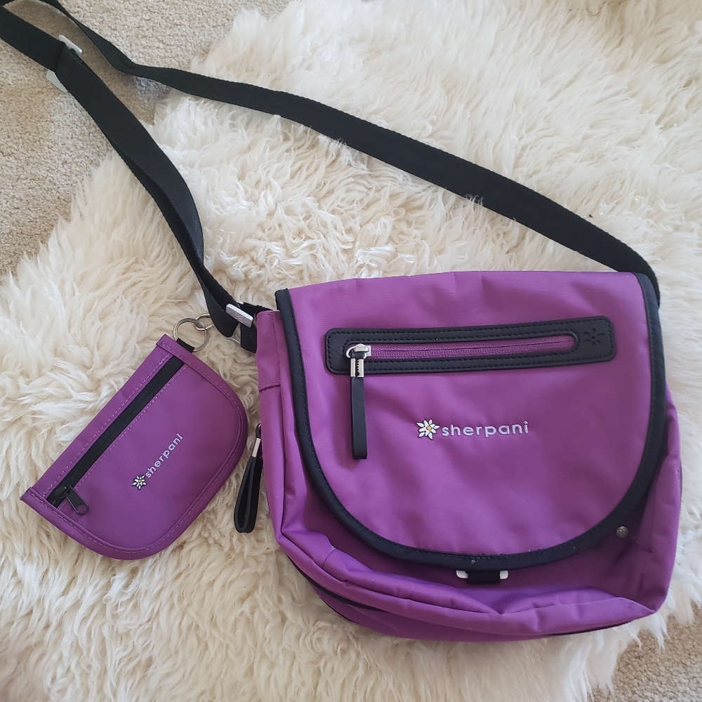 Purple Sherpani Crossbody Purse with Card Holder